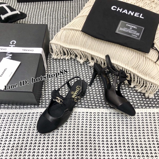 chanel香奈兒2021Ss早春平底/高跟蝴蝶結珍珠+水鑽+五金扣涼鞋網紅明星同款專櫃最新走秀主打單鞋系列鞋 dx1803